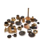 A Large Collection Of Brass Microscope Condensers,