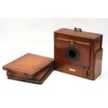 A Stereoscopic Company Mahogany Tailboard Whole Plate Camera,