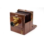 A Sands & Hunter Exhibition Half Plate Mahogany Tailboard Camera,