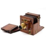 A H. Moorse Quarter Plate Mahogany Tailboard Camera,
