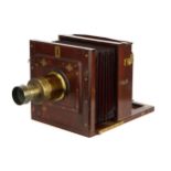 A R. W. Thomas 10x8 Wet Plate Mahogany Tailboard Camera,