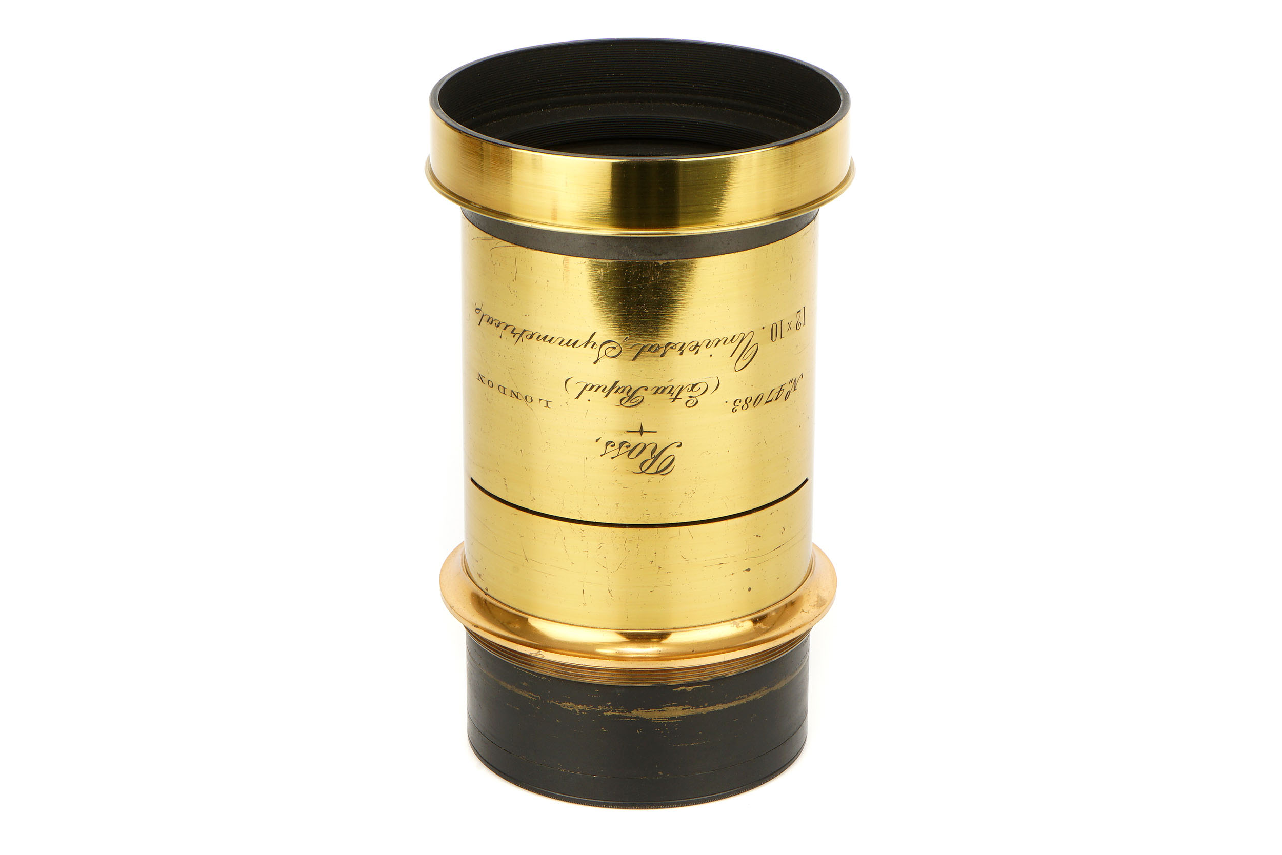 A Ross Extra Rapid Universal Symmetrical 12x10" Waterhouse Stop Brass Lens,
