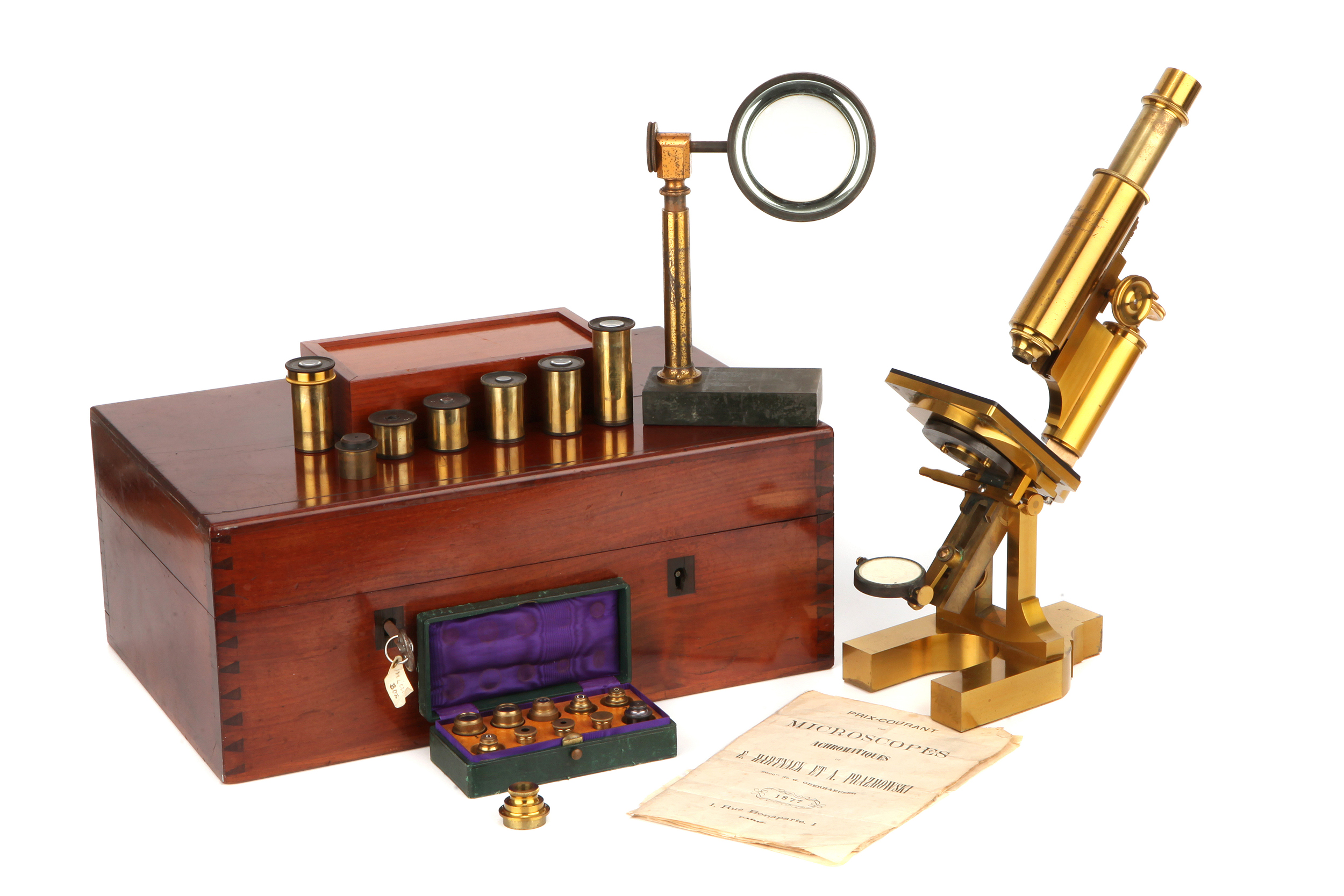 A Large 19th Century French Compound Microscope Outfit,