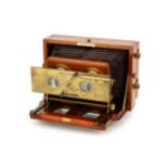 A J. Lancaster & Son Stereo Instantograph Mahogany Field Camera,