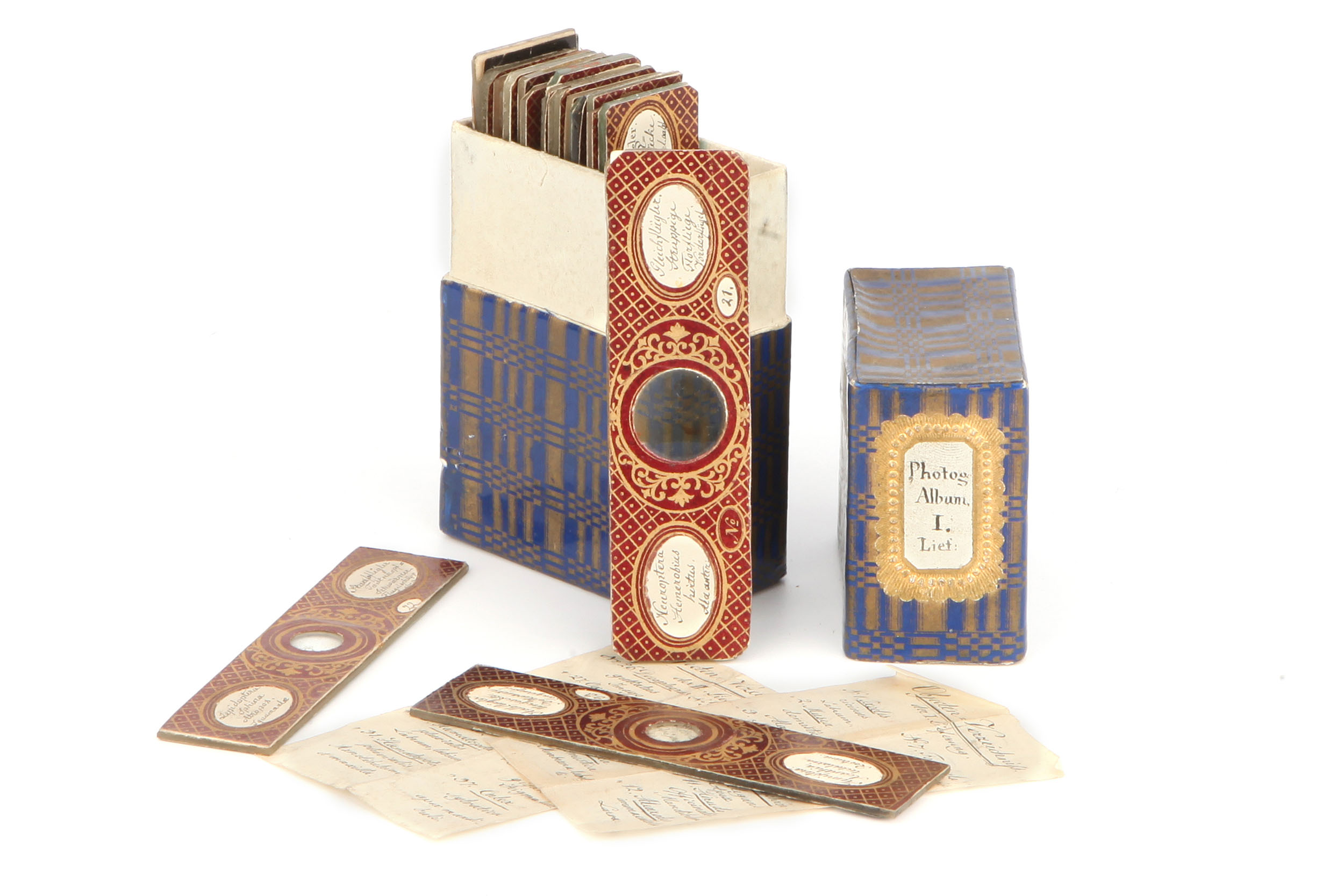 A Set of Early Microscope Slides,