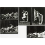 Five Large Victorian Glass Negatives of Nudes,