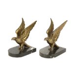 Two Brass & Marble Bookends,