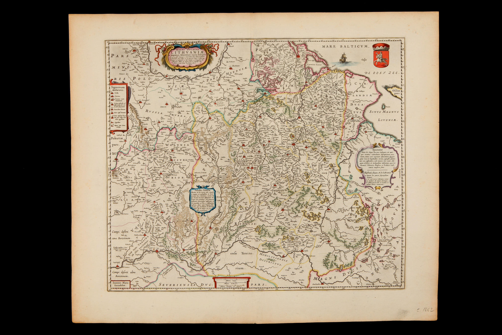 A 17th Century Map of Lithuania, Latvia, Poland, Prussia, Belarus, Ukraine and Russia,