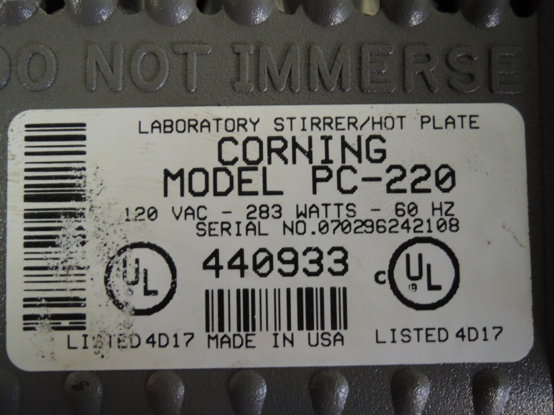 CORNING PC-220 HOT PLATE - Image 2 of 2