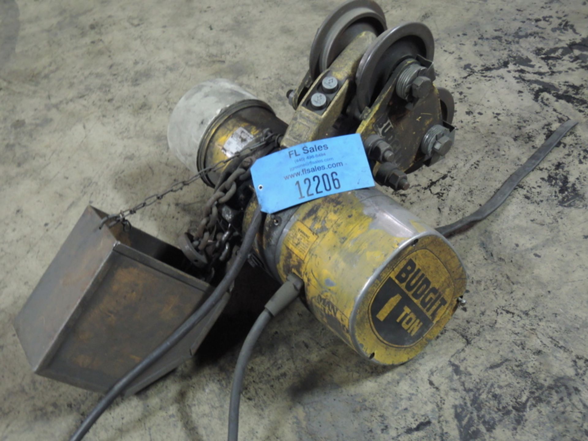 BUDGIT 1 TON ELECTRIC HOIST WITH TROLLEY