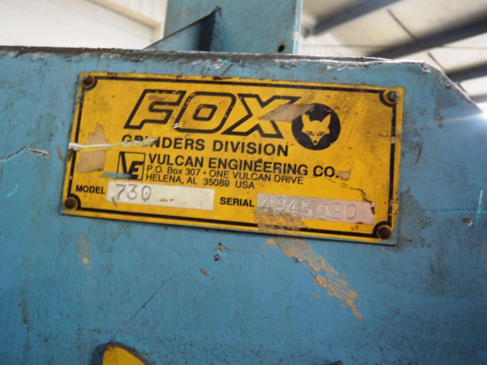 FOX MODEL 730 6" BELT GRINDER S/N 4945920, 50 HP WITH HYDRAULIC FEED SYSTEM AND CONTROLS, G&P - Image 6 of 7