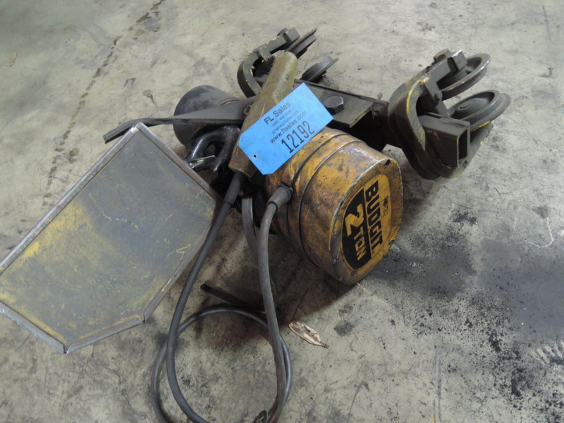 BUDGIT 2 TON ELECTRIC HOIST WITH TROLLEY