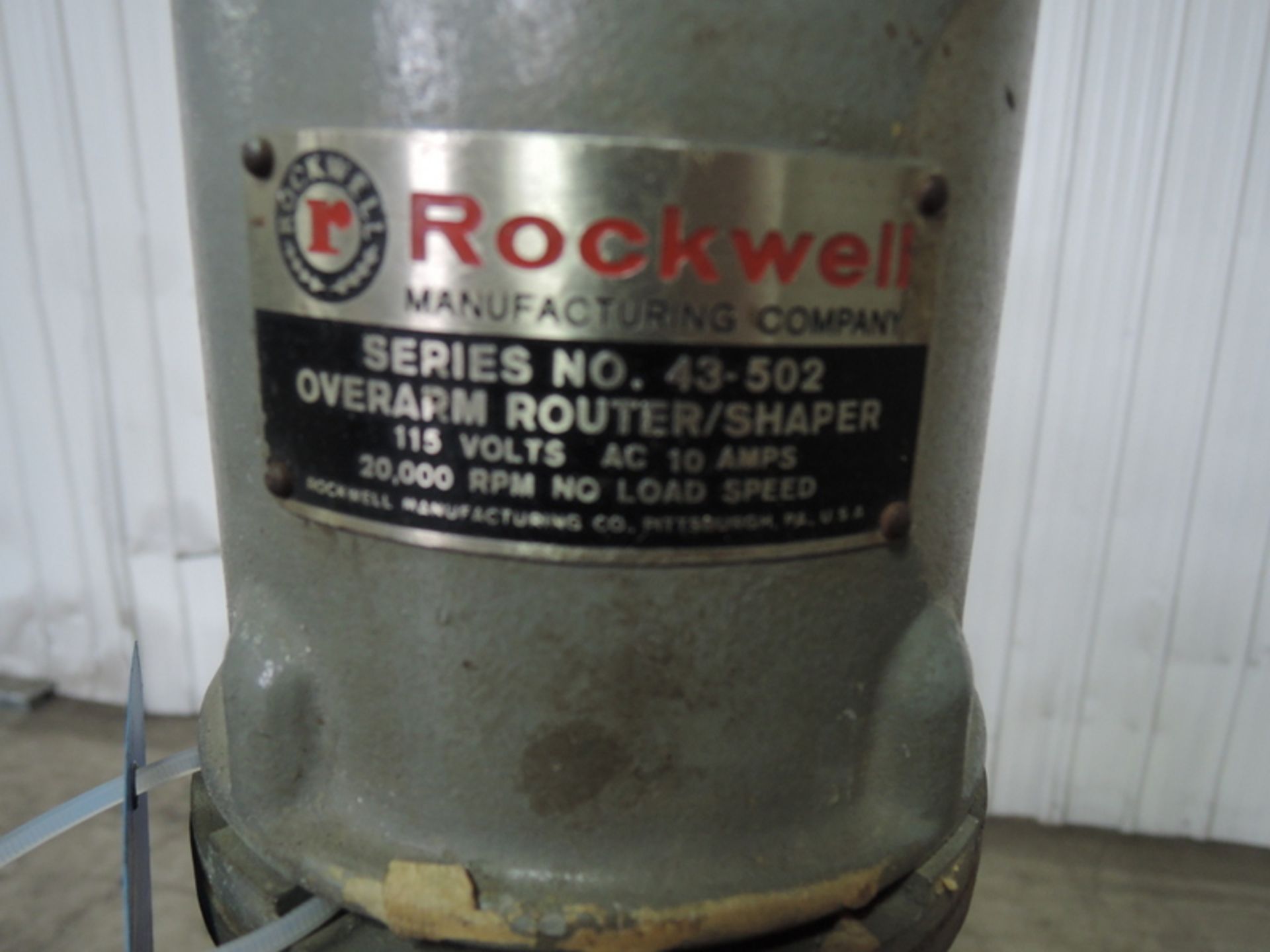 ROCKWELL OVERARM ROUTER/SHAPER MODEL 43-502 57" H X 18" W 14" D 115 VOLTS 20,000RPM - Image 2 of 2