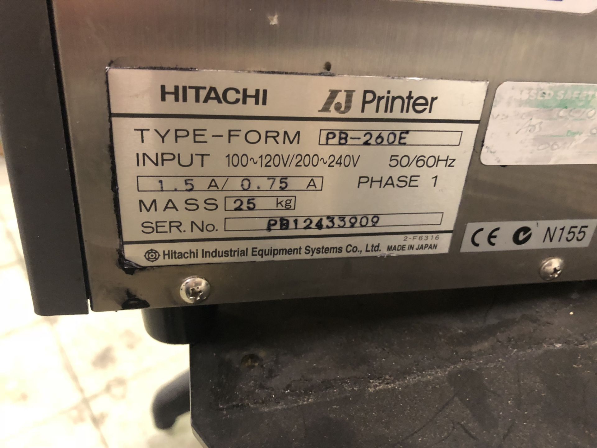 Hitachi INK JET PRINTER Model PB-260E, S/s. Manufactured by Hitachi. LO £50 - Image 2 of 3