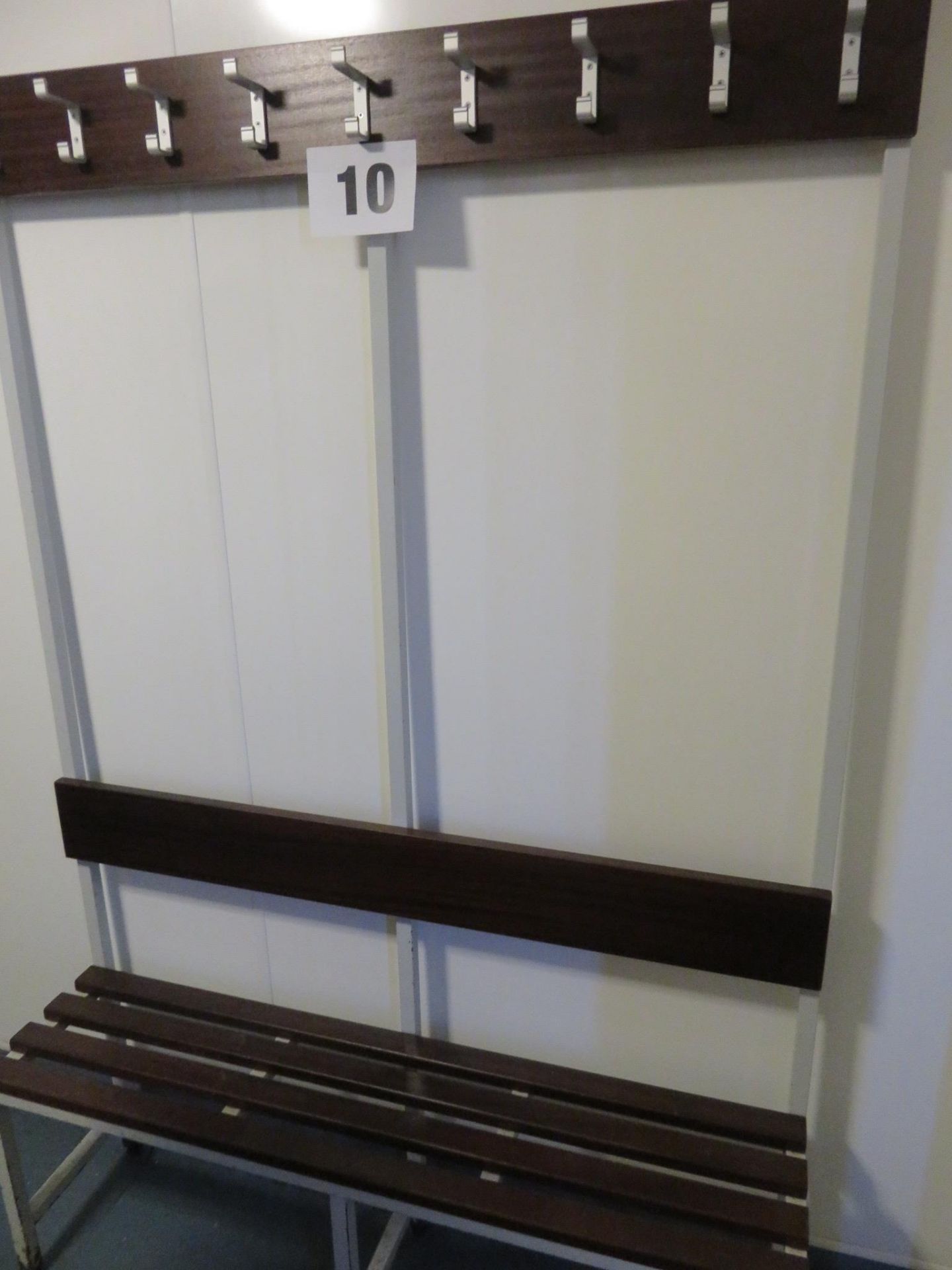2 x Free standing Bench & Coat Hooks. Aoprox. 1200 x 1800mm high. Lift out £10