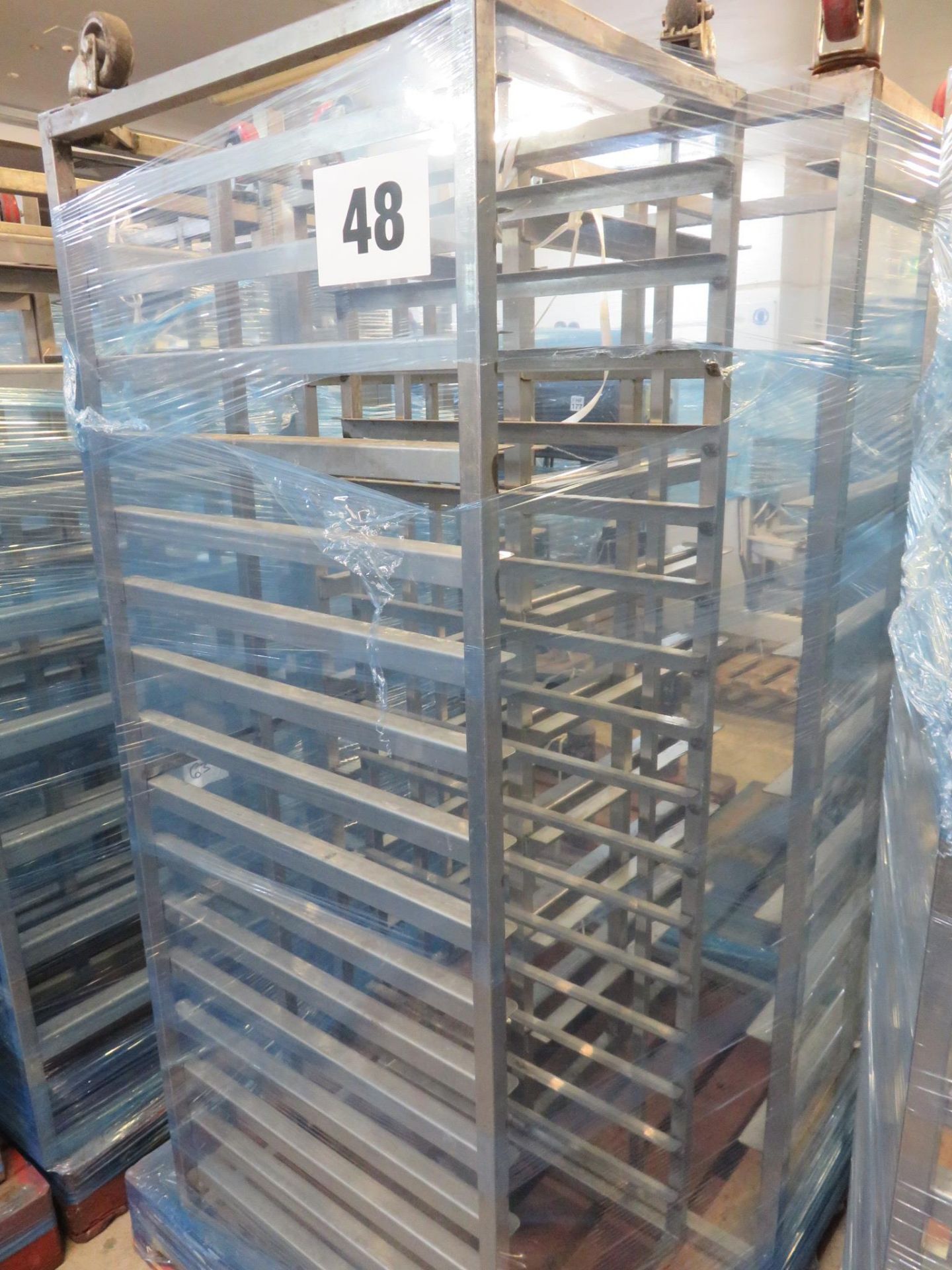 3 x S/s Racks: - 2 x S/s Racks capable of taking 10trays.Approx.420mm x 660mm x 1.7metres high.LO£20