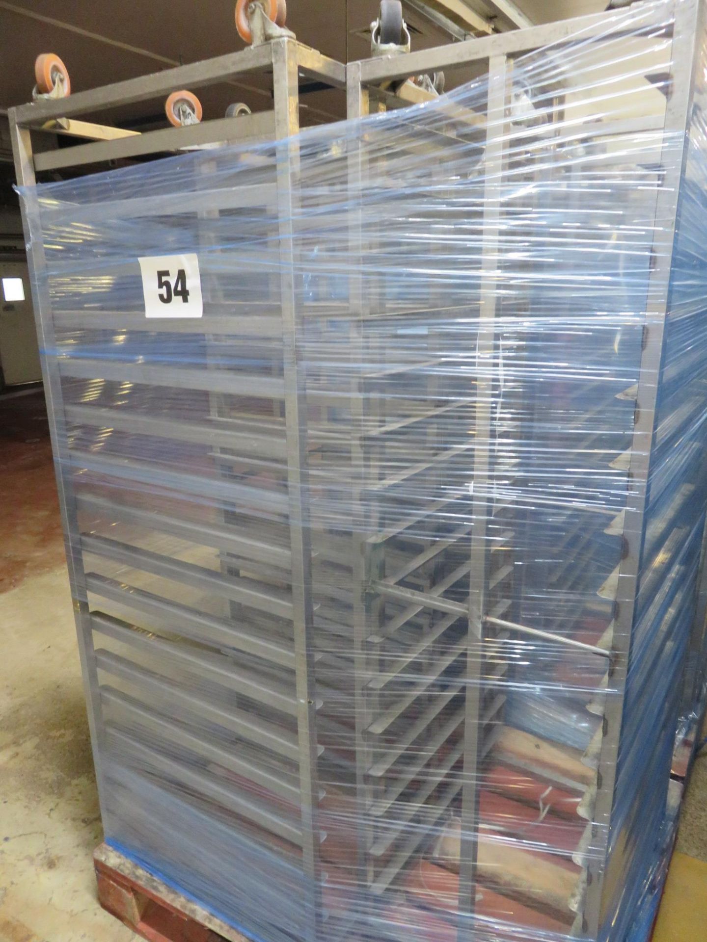 3 x S/s Racks capable of taking 16 trays. Approx. 430 x 650 x 1800mm high. Mobile LO £30