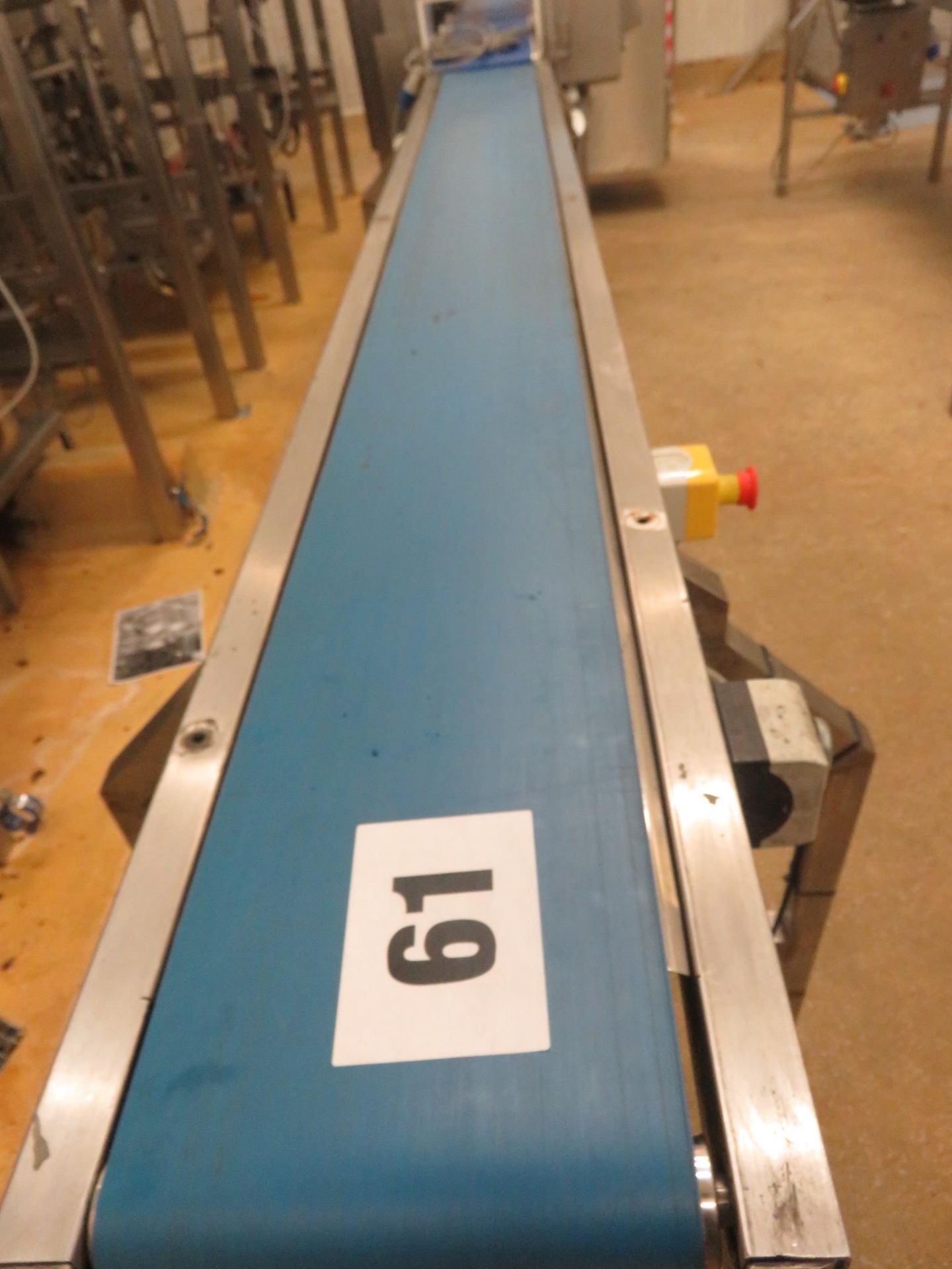 Conveyor S/s. 3 meters long x 200mm wide blue neoprene belt. Fixed speed. Lift out £30