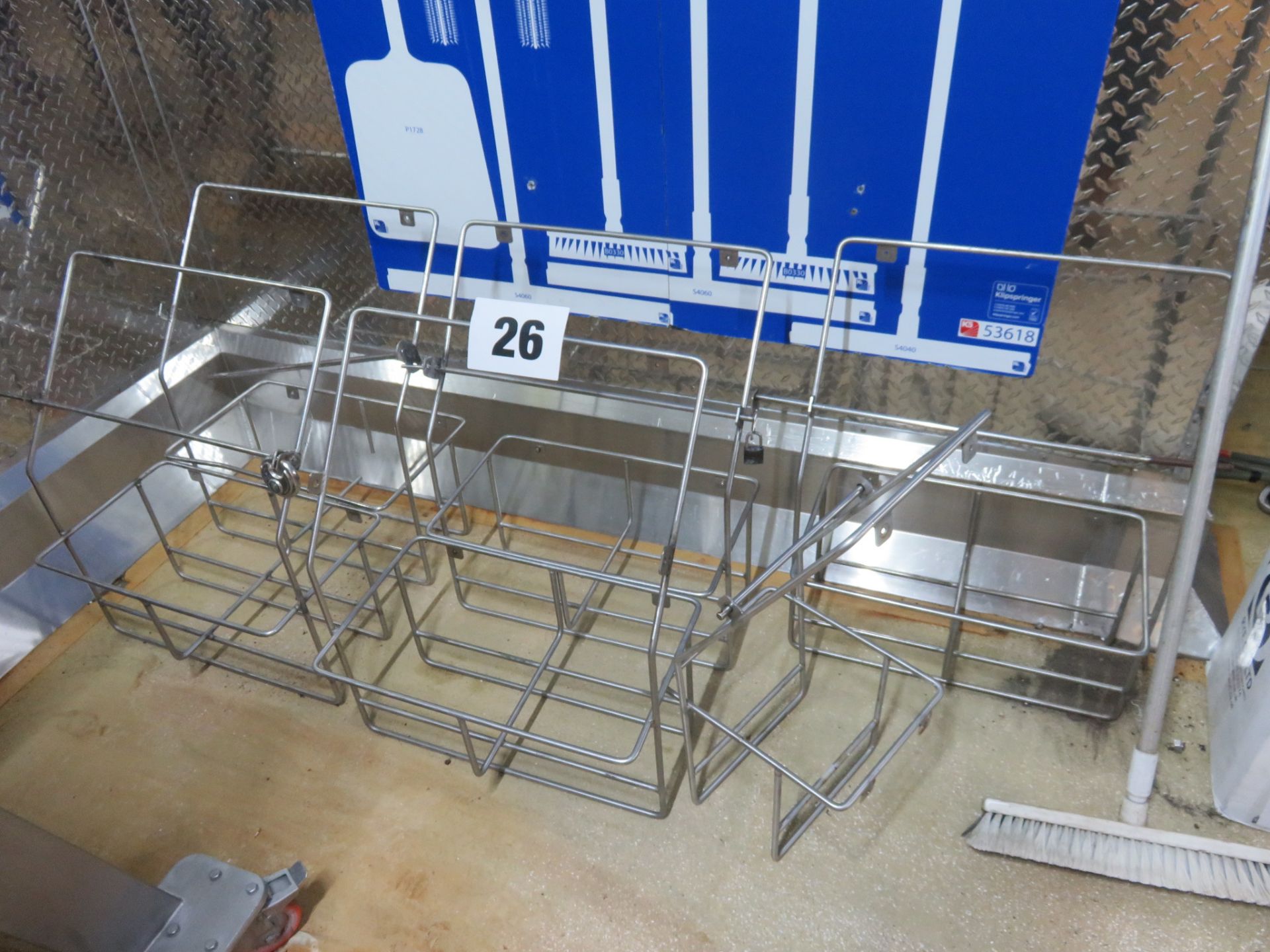 5 x Detergent bin Holders S/s. Wall mounted. 4 500 x 300; 1 250 x 300. Lift out £10 - Image 2 of 2