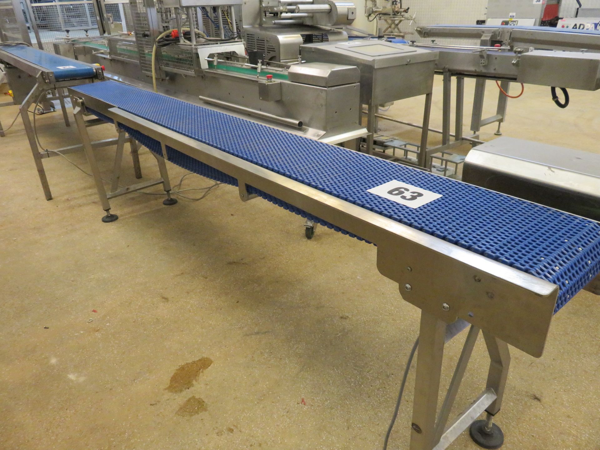 Conveyor S/s. 3 meters long x 250mm wide introlox belt. Fixed speed. Lift out £30