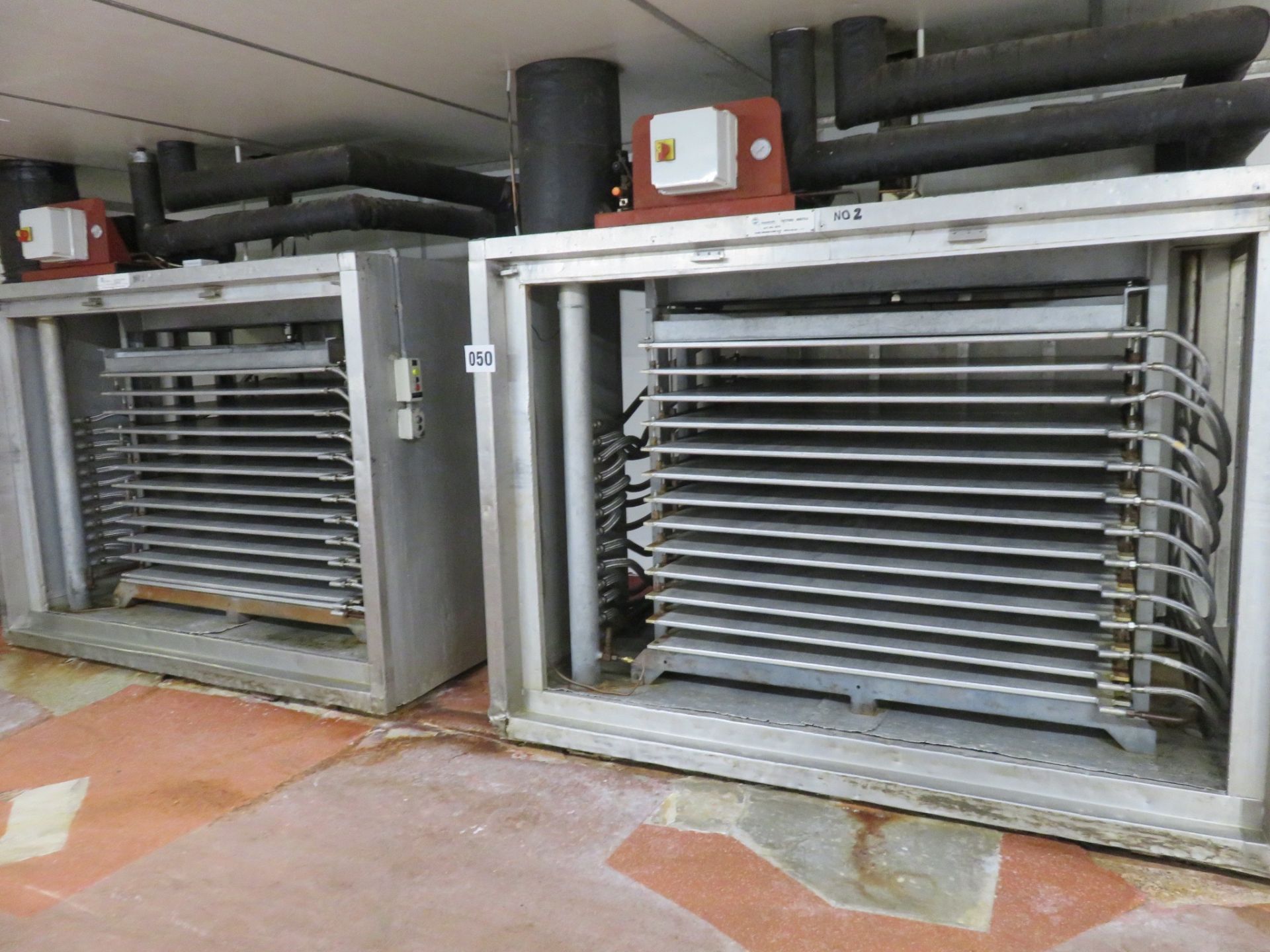 2 x APV Parafreeze Plate Freezers approx. 2.7 x 1.6 meters. 12 Station 1.1 x 1.6 meter Lift out £900