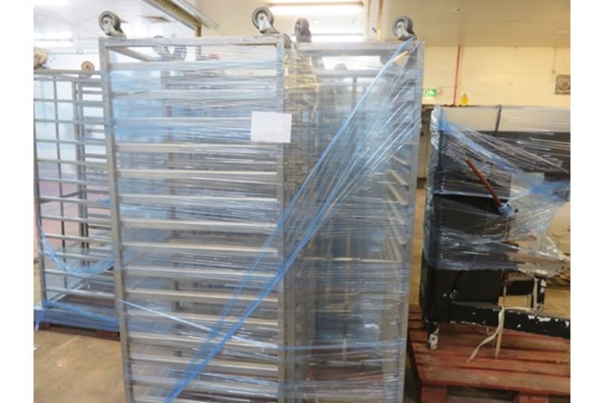 3 x Mobile S/s Racks - 2 x Capable of holding 16 trays & 1 x rack holding 20 trays. Lift Out £20