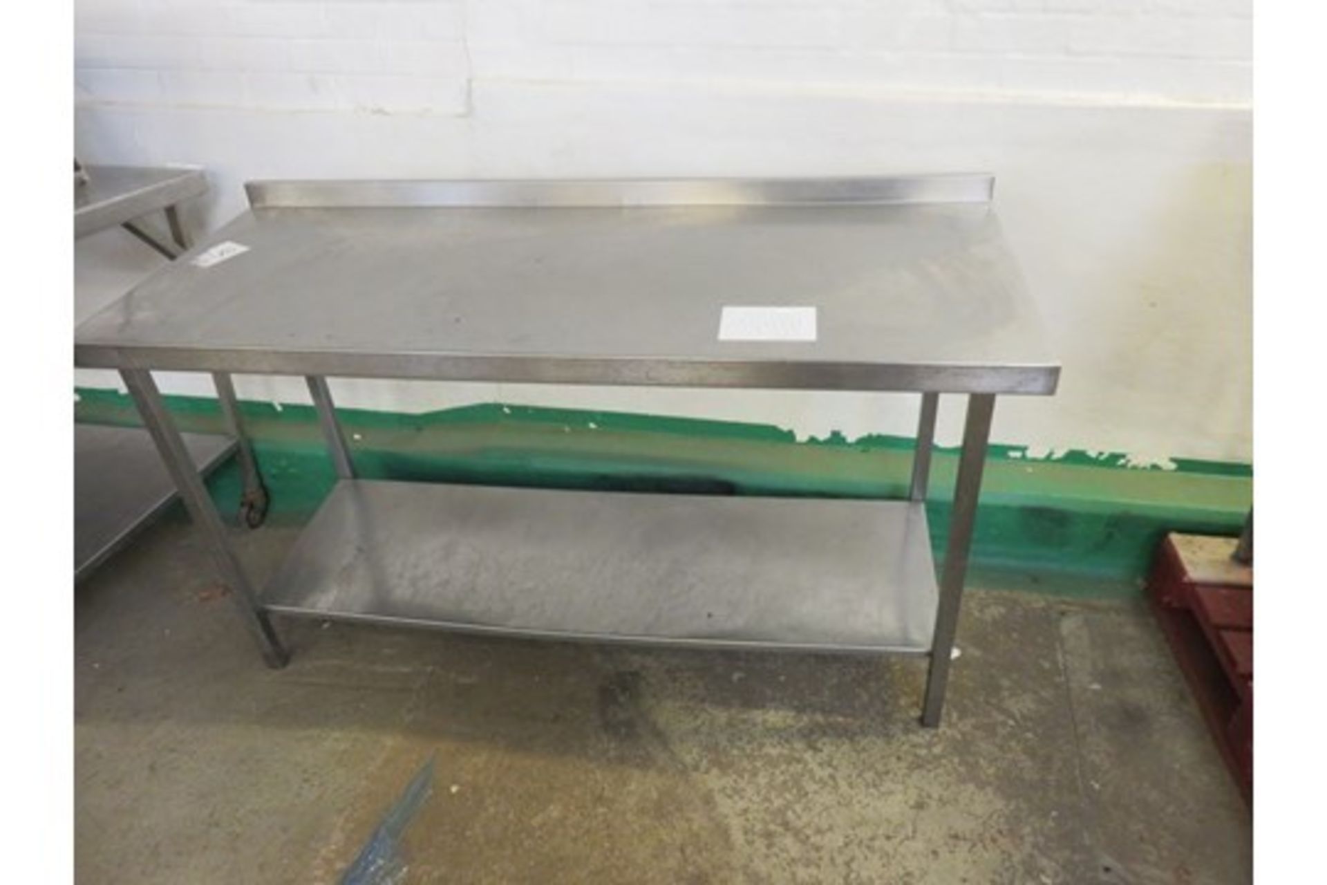 S/s Table 1500 x 600mm. With Shelf. Mobile on Wheels