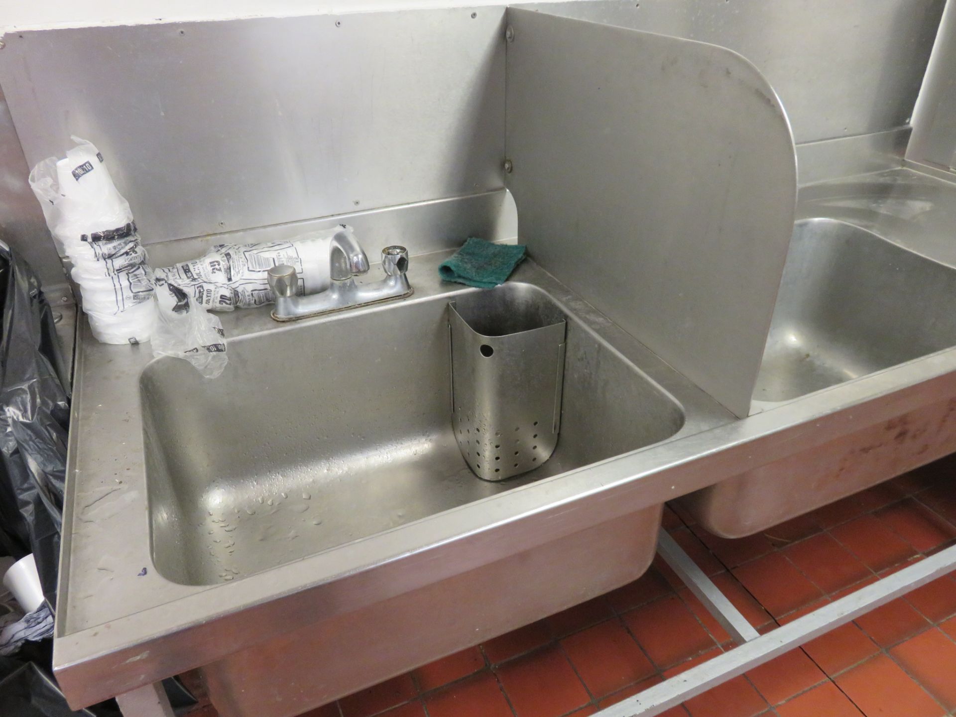 S/s Twin Sink Unit. Approx. 1800mm long x 680mm front to back. Lift Out £30 - Image 2 of 2