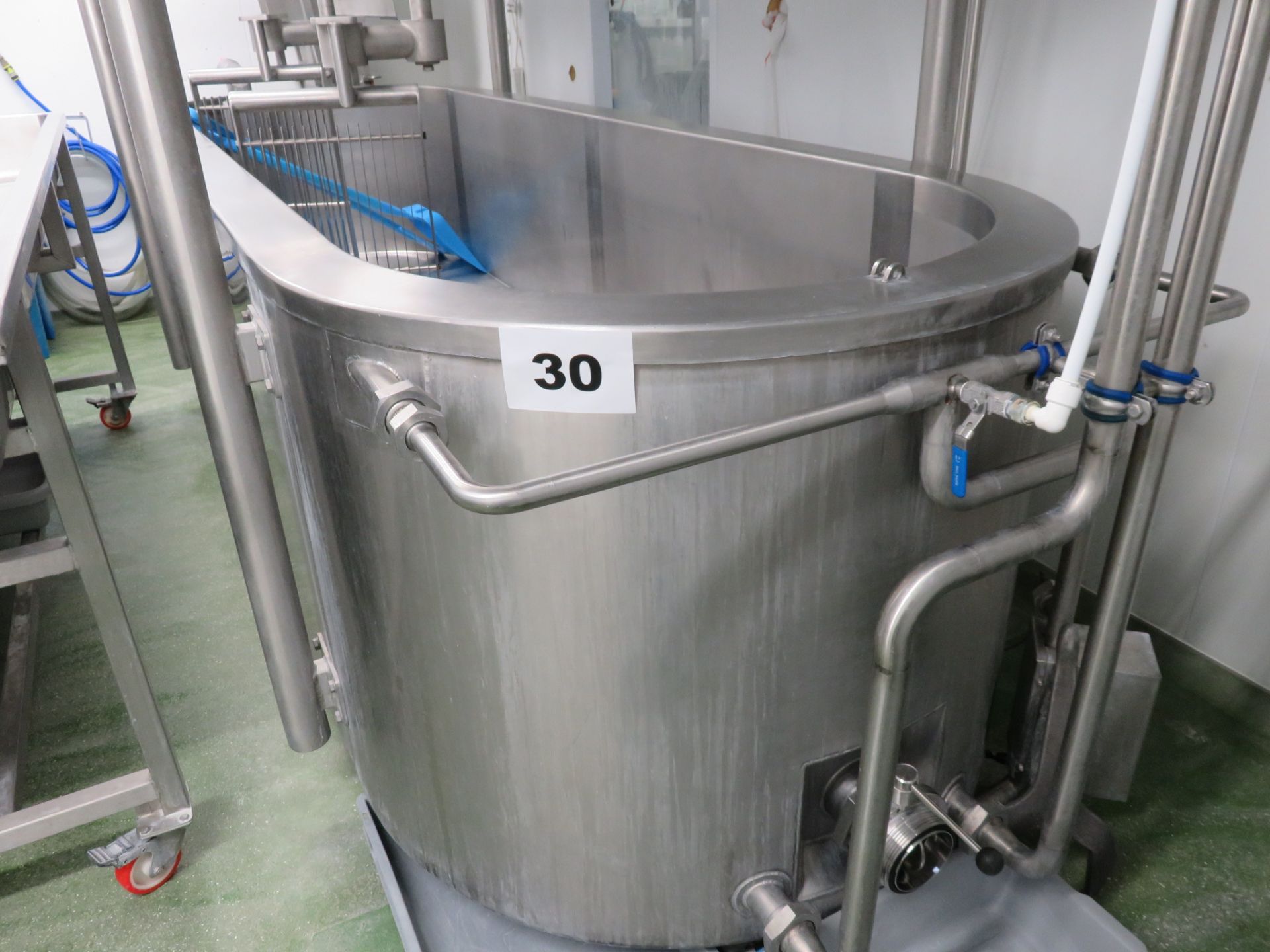 Cheese Vat. 2017. 2,000 Litre capacity. s/s. Jacketed, Dims 3700 x 1200m. LO £180.