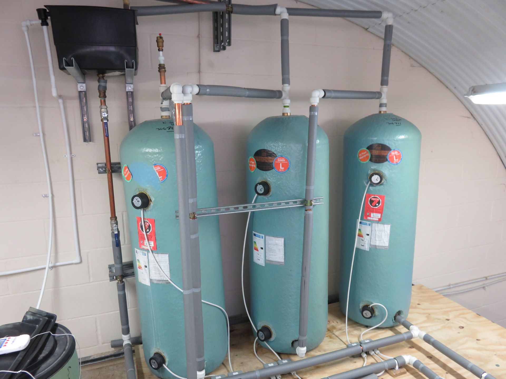 3 x Tanks heated by electric emersion tanks to heat water pumps etc, for cheese vat lot 30 LO £210. - Image 3 of 3