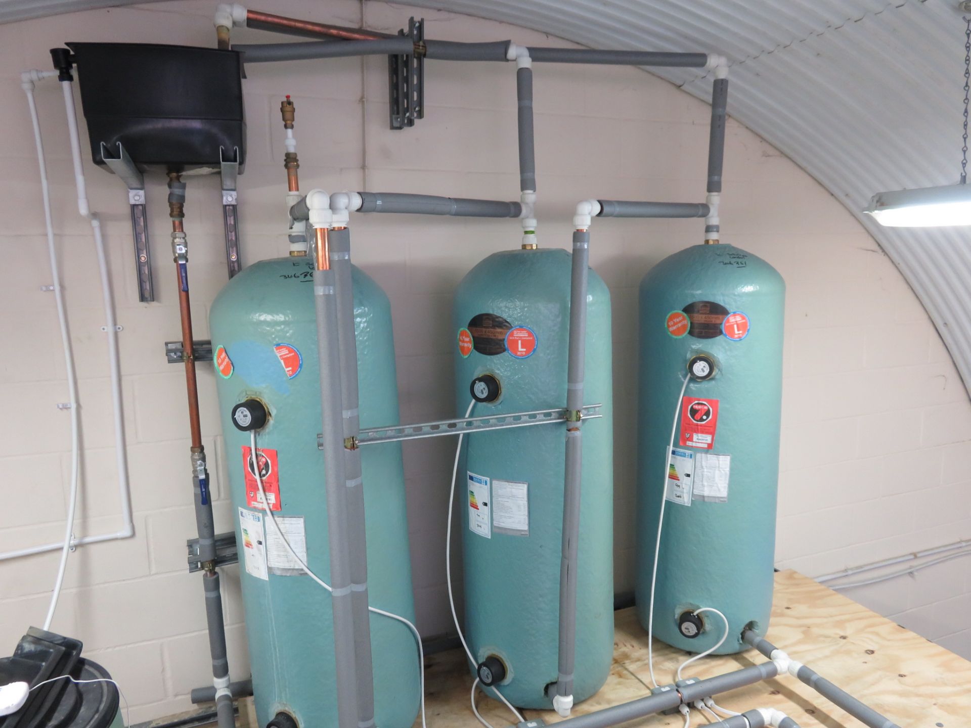 3 x Tanks heated by electric emersion tanks to heat water pumps etc, for cheese vat lot 30 LO £210. - Image 2 of 3