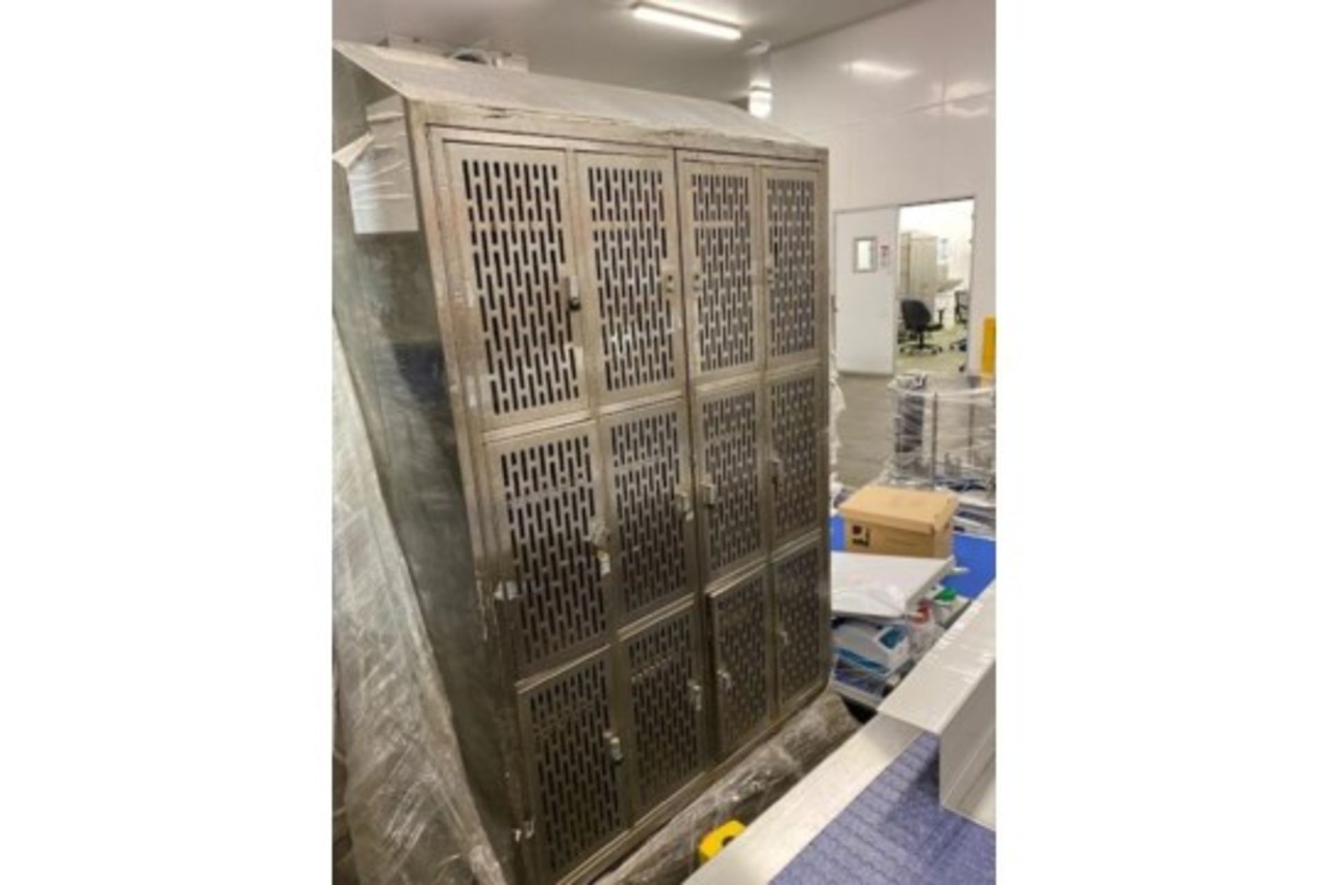 4 x S/S LOCKERS WITH 12 COMPARTMENTS. LO £10. - Image 3 of 3