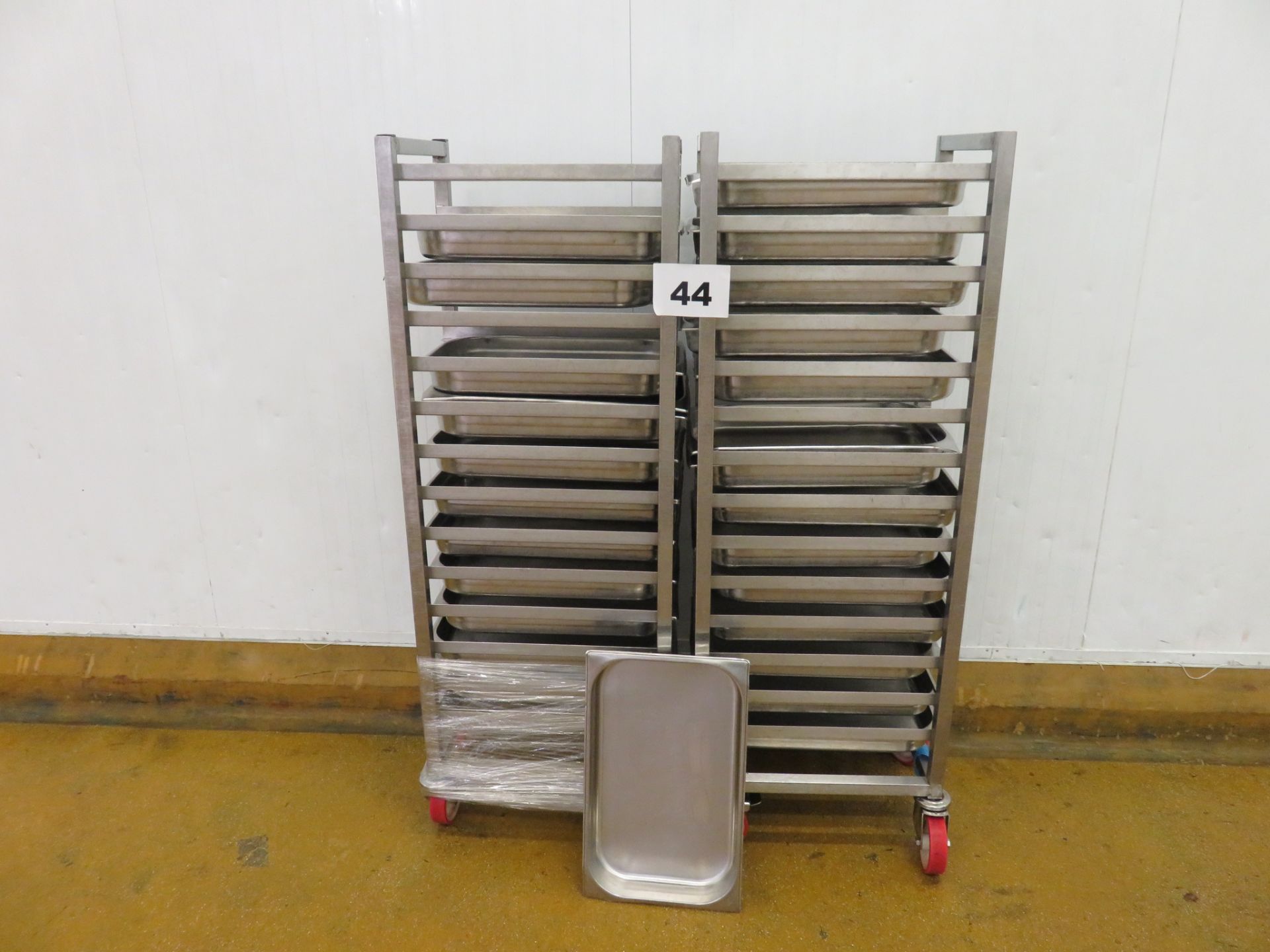 2 x TROLLEYS WITH TRAYS. LO £20.