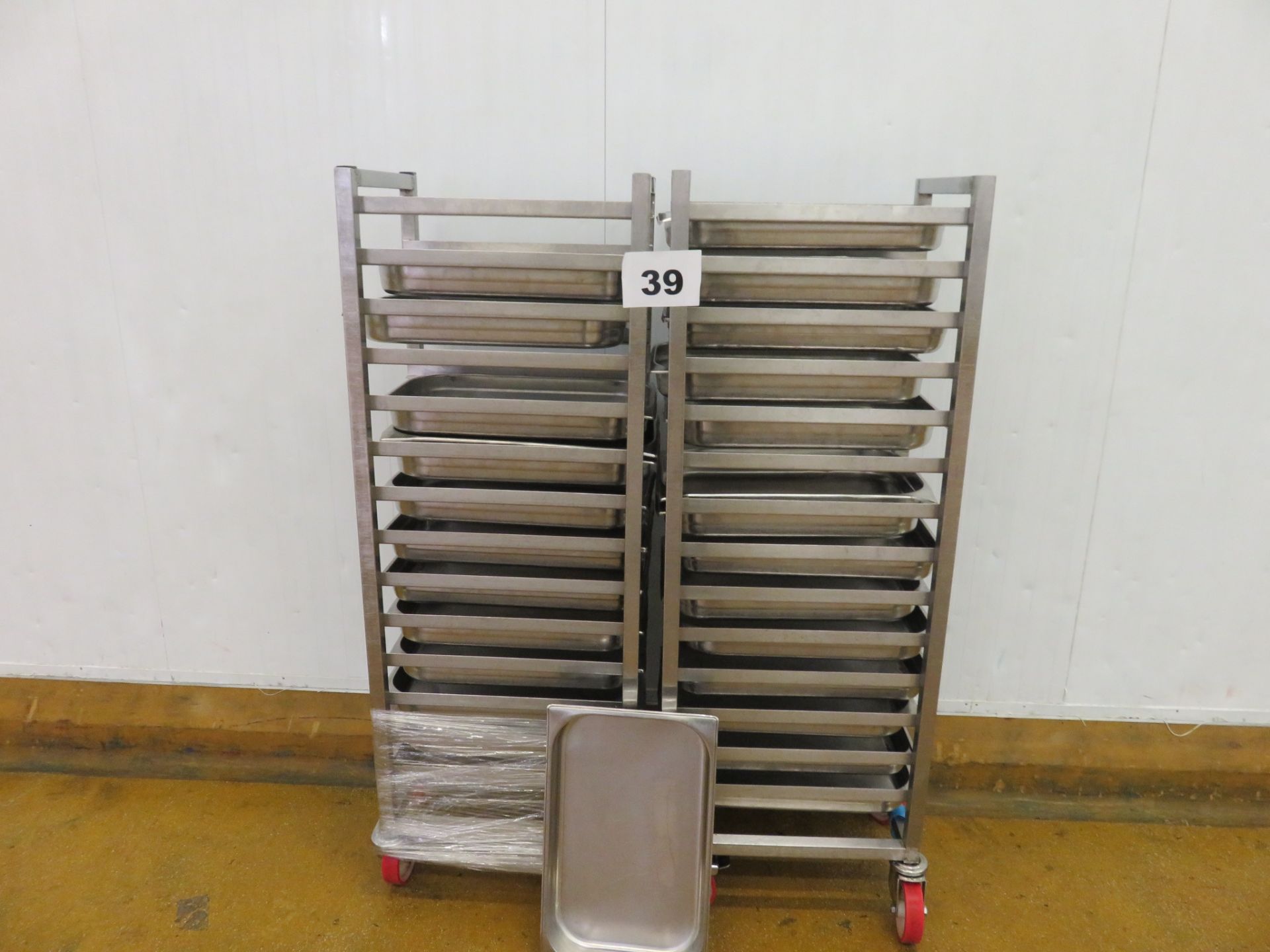 2 x TROLLEYS WITH TRAYS. LO £20.