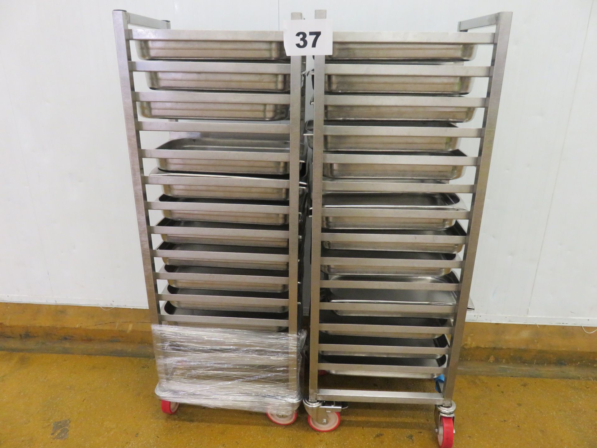 2 x TROLLEYS WITH TRAYS. LO £20.