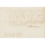 Wriothesley (Thomas, fourth Earl of Southampton) Letter signed to Sir Robert Pye, 7th December …