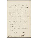 Hugo (Victor) Autograph Letter signed to Odilon Barrot, 1843, sending condolences on the death of …