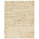 Hastings (Warren (Governor-General of Bengal) Autograph Letter signed to Colonel Edmonson, 1790, …