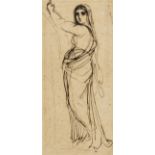 Romney (Manner of George, 1734-1802) Standing Sybil pointing upwards, pen and brownish-black ink