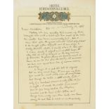 Hayek (Friedrich August) Autograph Letter signed "Father" to Laurence Hayek and family, Tirol, …