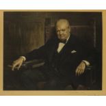 Hayek (Friedrich August).- Pan (Arthur) Portrait of Winston Churchill, colour print, presentation …