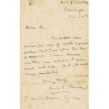 Africa.- Thomson (Joseph, explorer in Africa) Autograph Letter signed, Edinburgh, [?1895], sending …