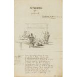 Satirical poem.- Retaliation imitated from Goldsmith, manuscript, monochrome watercolour, …