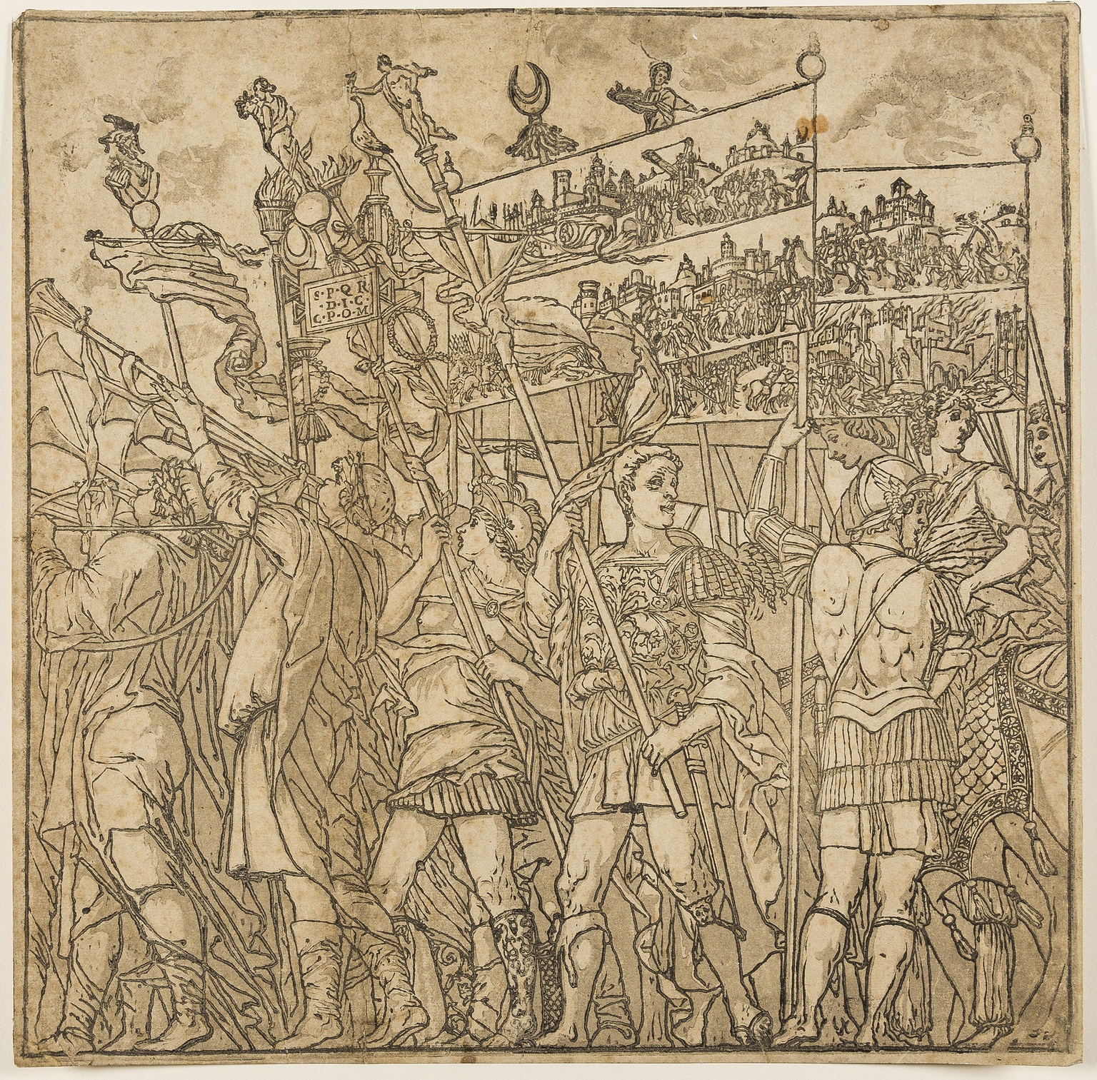 Andreani (Andrea, 1558-1629) Roman soldiers carrying banners depicting various triumphant battles …