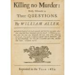 English Civil War.- [Sexby (Edward) and Silias Titus] "William Allen", Killing no Murder: Briefly …