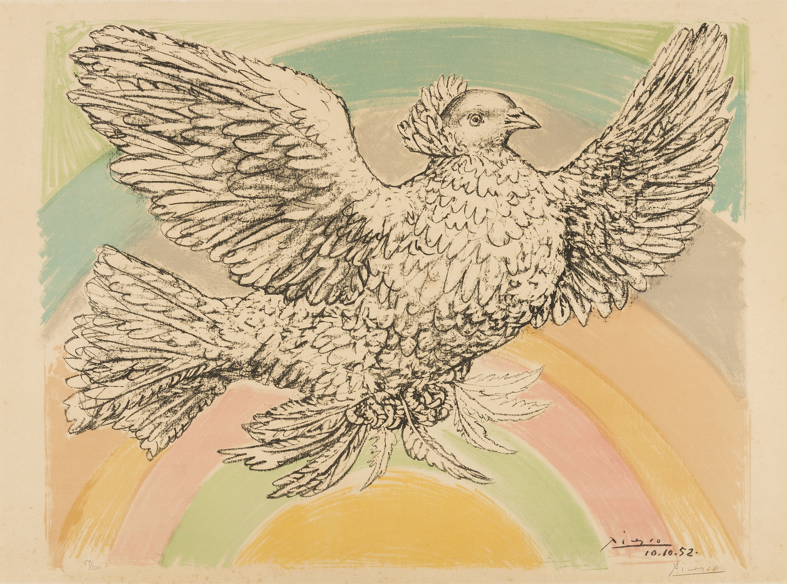 Pablo Picasso (1881-1973) Colombe Volant (à l'arc-en-ciel) (Bloch 712; Mourlot 214)