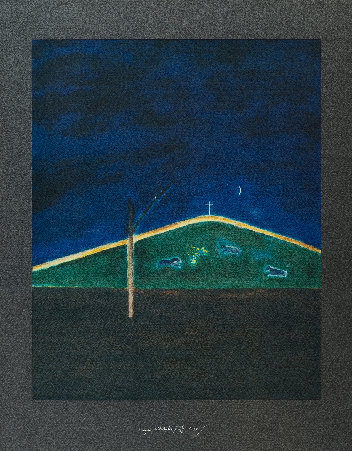 Craigie Aitchison (1926-2009) Sheep in the Moonlight