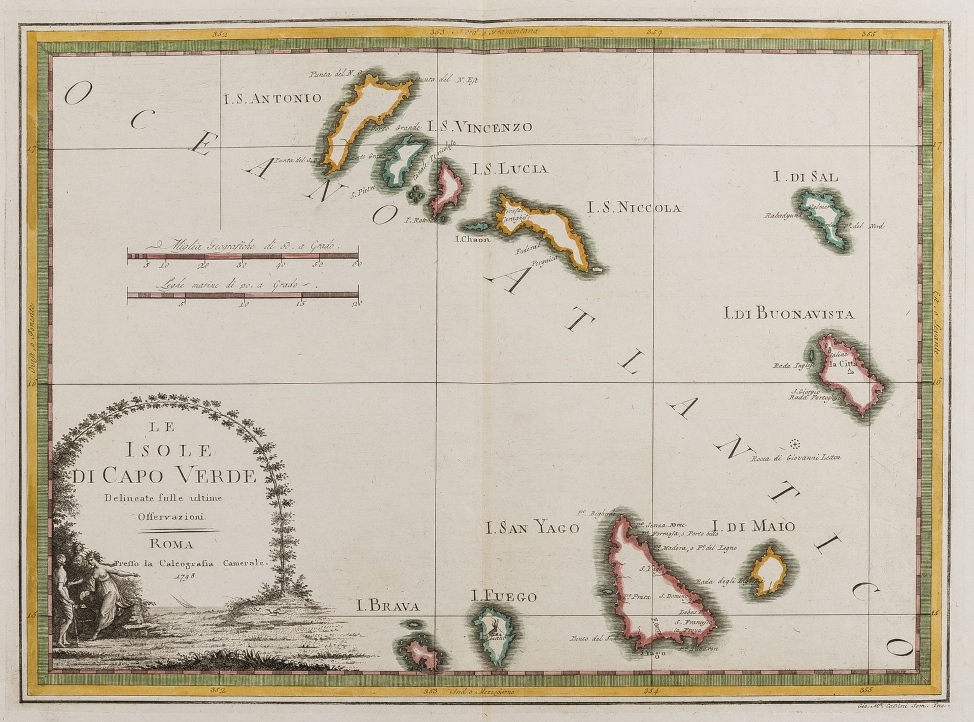 Africa.- Cape Verde.- Cassini (Giovanni Maria) Le Isole Di Capo Verde, 1798.