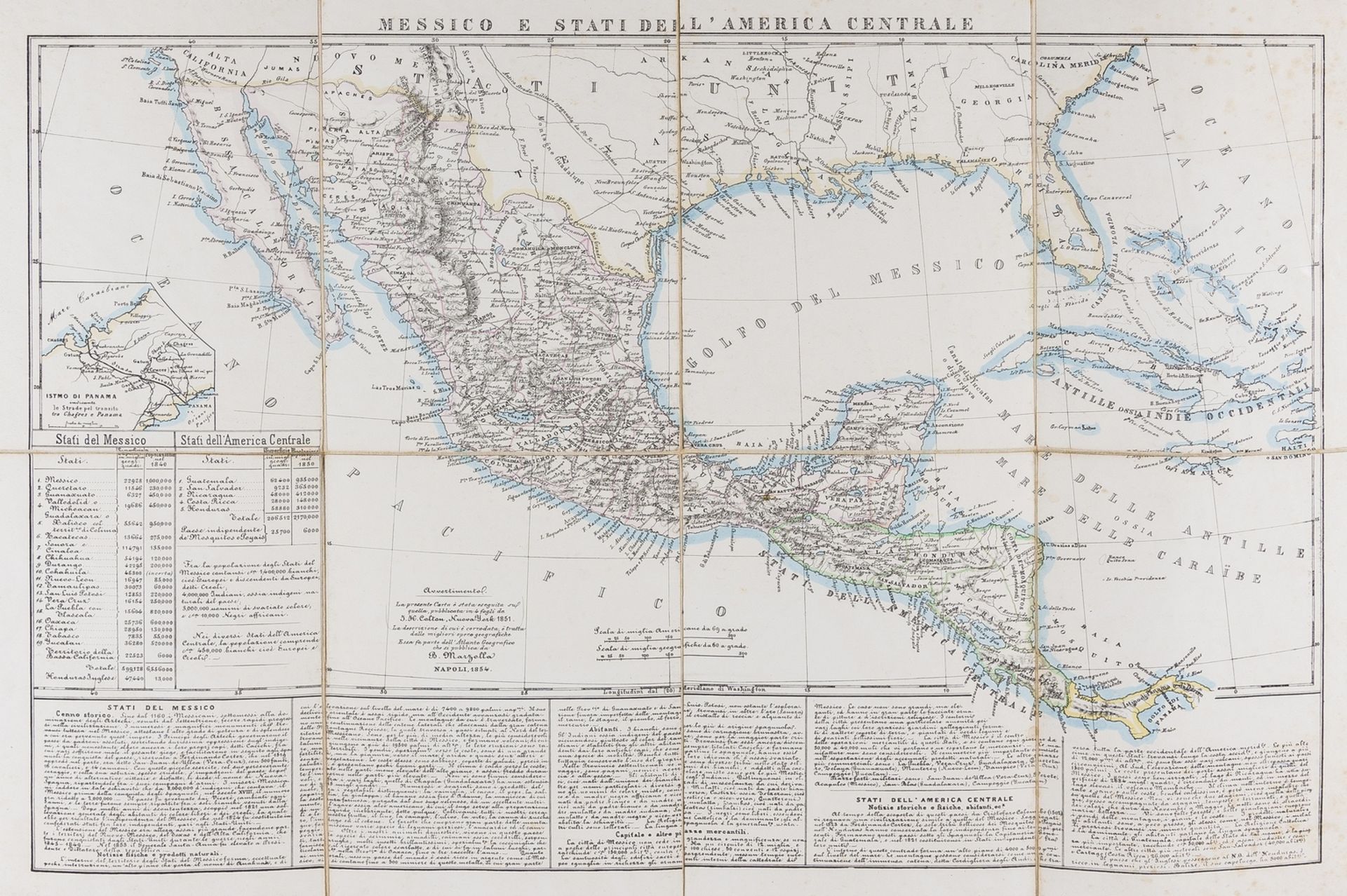 Cental America.- Mexico.- Marzolla (Benedetto) Messico e Stati dell'America Centrale, 1854.