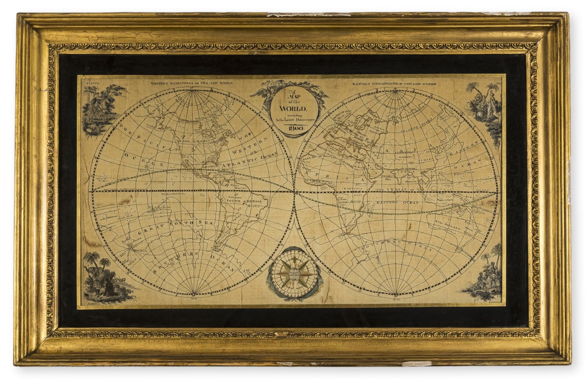 World.- Needlework.- Anonymous (1800) A Map of the World, According to the Latest Discoveries, 1800.